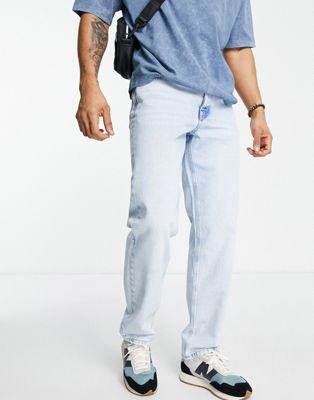 ASOS DESIGN Organic cotton blend straight leg jeans in vintage light wash	 | ASOS