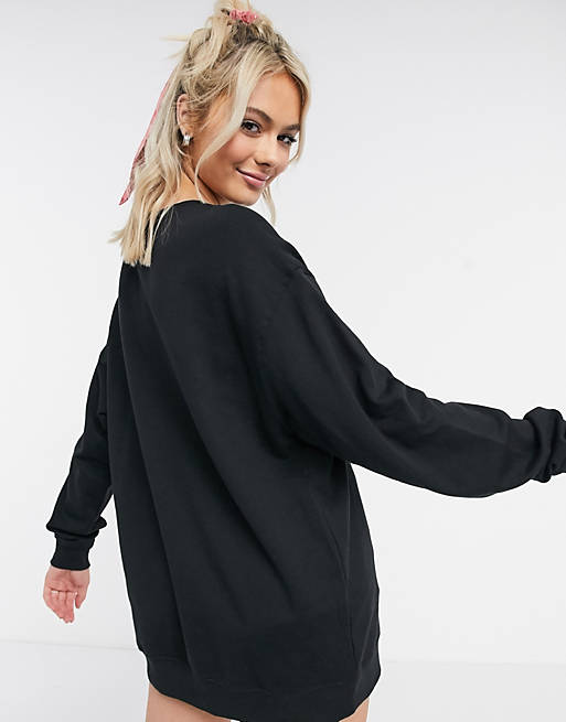 Women organic cotton oversized sweatshirt in black 