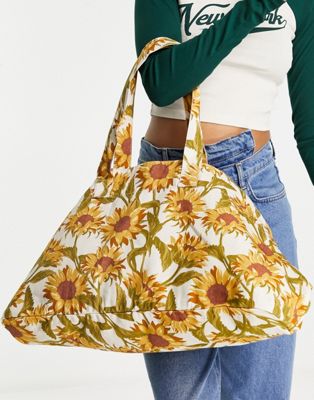 ASOS DESIGN organic cotton shopper bag in sunflower print