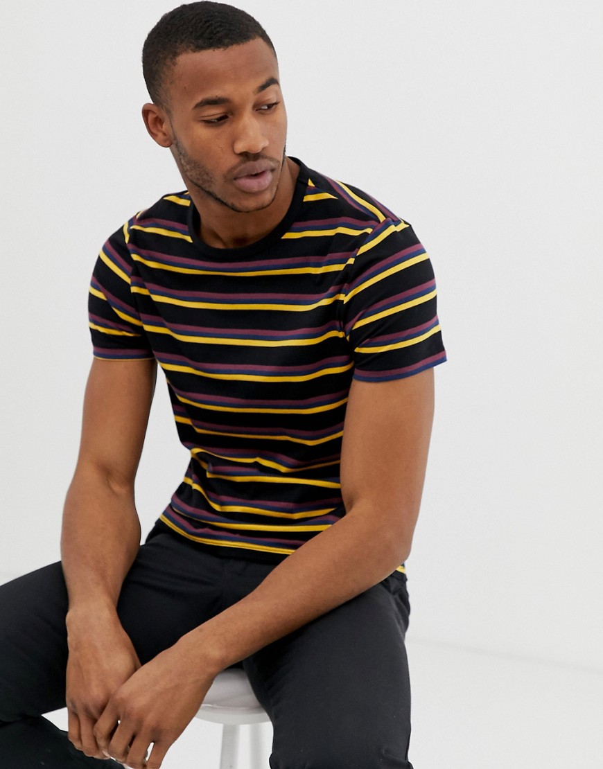 ASOS DESIGN organic cotton stripe t-shirt in black