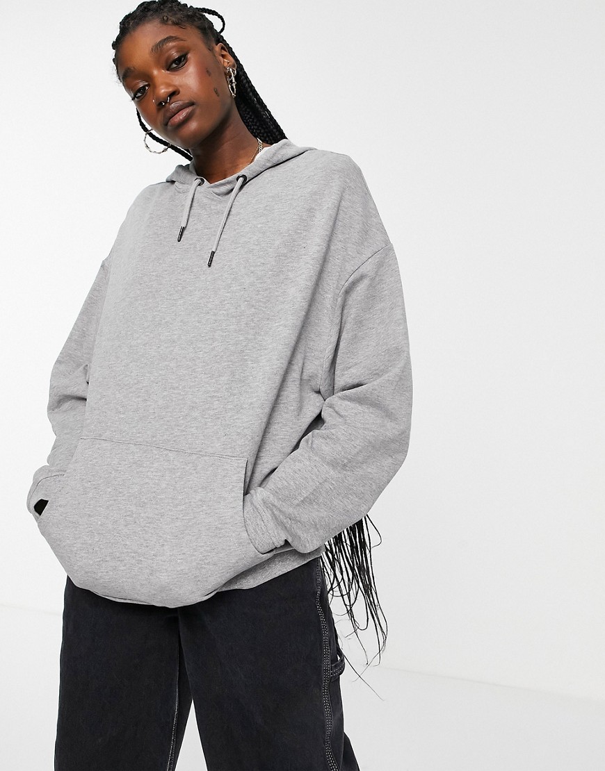 ASOS DESIGN organic cotton super oversized boyfriend hoodie in gray heather-Grey