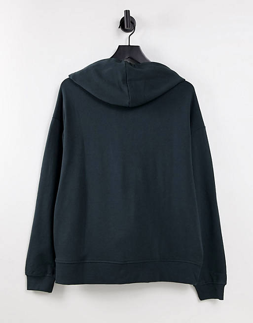  organic cotton super oversized zip through hoodie in charcoal 