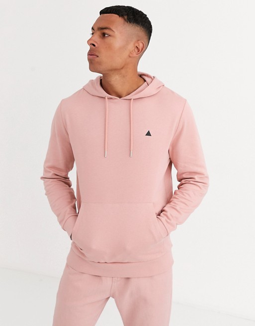 ASOS DESIGN organic hoodie in pink with triangle