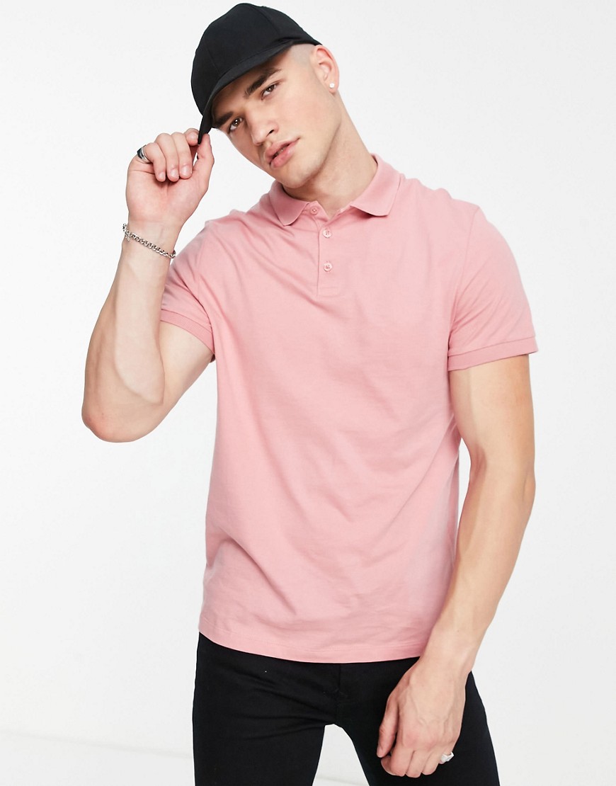 ASOS DESIGN organic jersey polo in washed pink