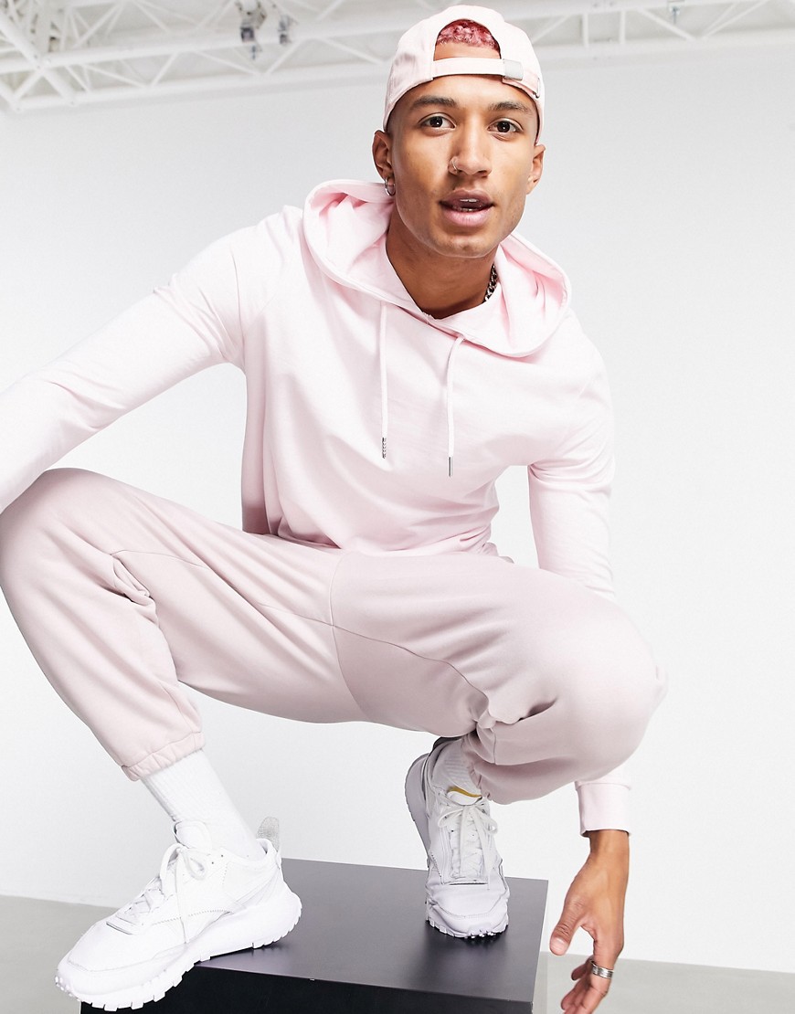 ASOS DESIGN organic lightweight hoodie in pink