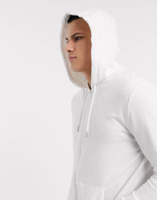 lightweight white zip up hoodie