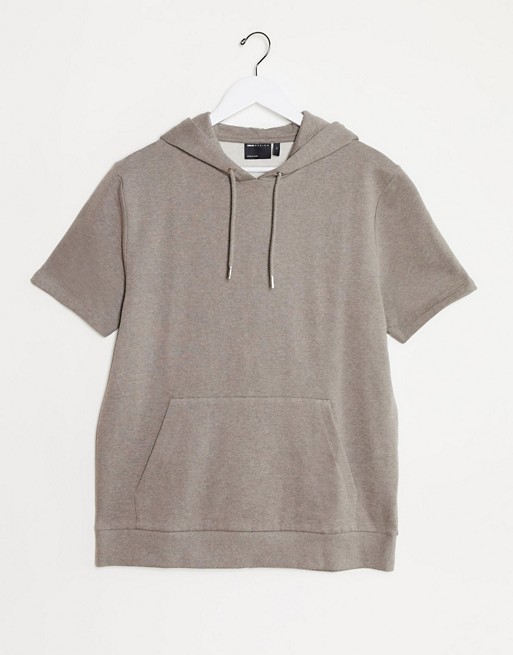 ASOS DESIGN organic lightweight hoodie in brown marl