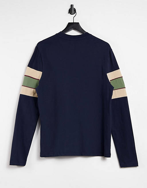 T-Shirts & Vests organic long sleeve t-shirt with contrast panels in navy 