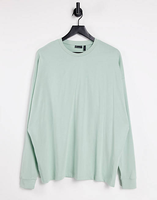 ASOS DESIGN organic long-sleeved oversized T-shirt in pastel green | ASOS