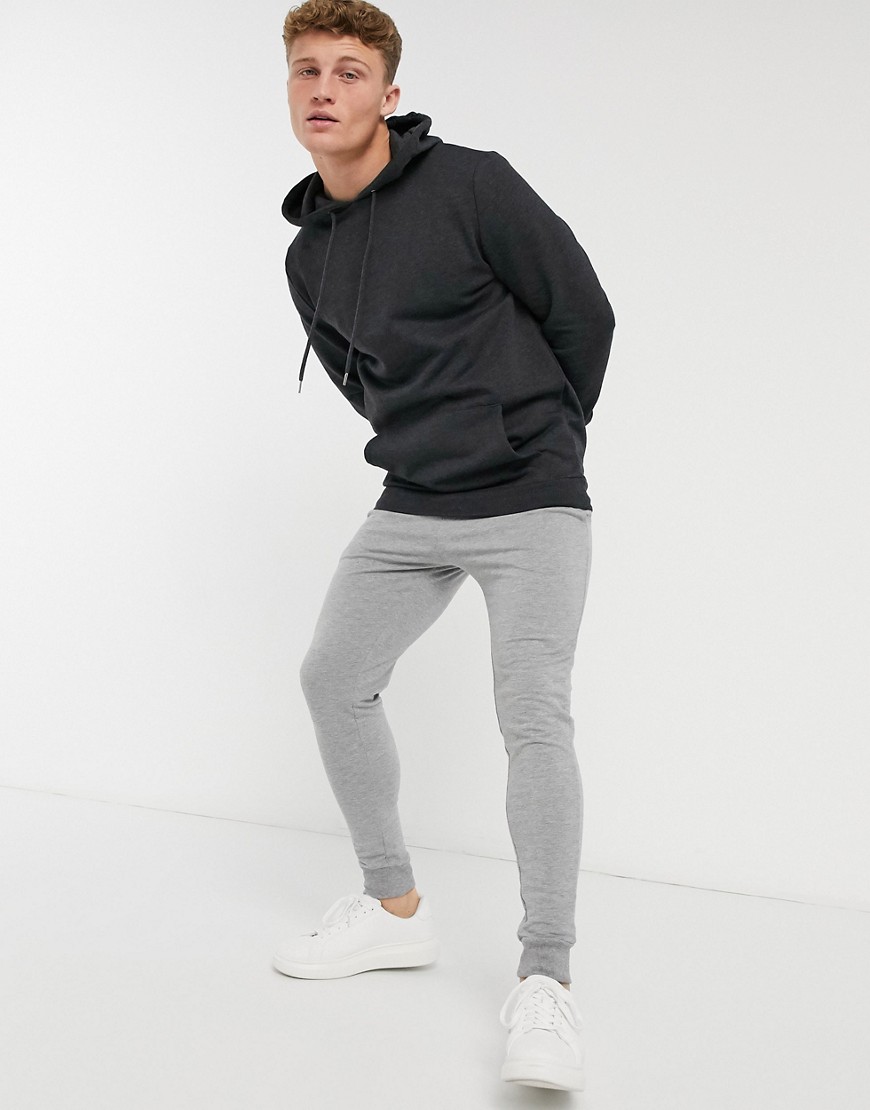 ASOS DESIGN organic longer length hoodie in black marl