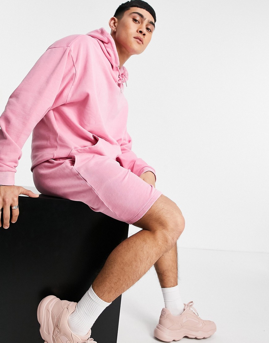 ASOS DESIGN organic matching oversized jersey shorts in pink vintage wash