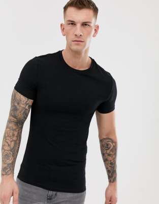 black muscle fit t shirt
