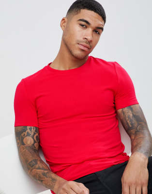 red muscle fit t shirt