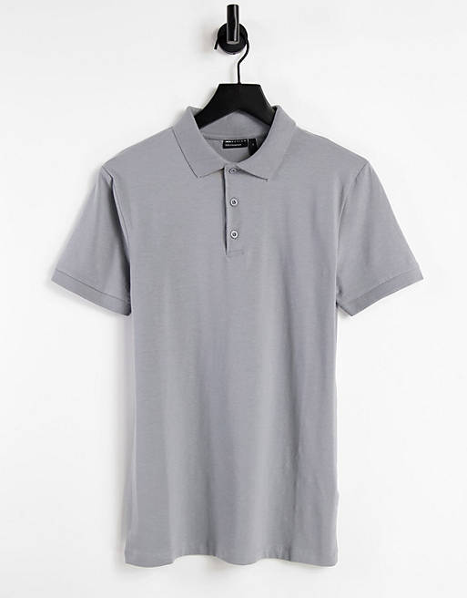 ASOS DESIGN organic muscle fit jersey polo in grey