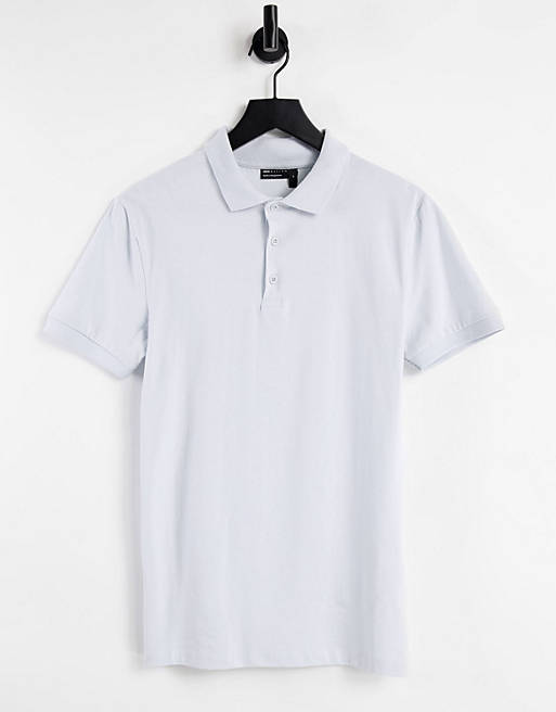 ASOS DESIGN muscle fit jersey polo in light blue - MBLUE