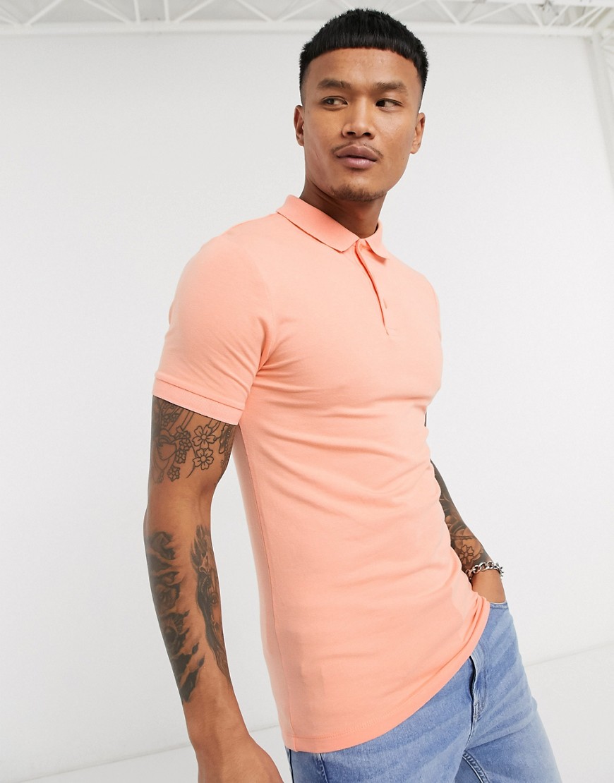 ASOS DESIGN organic muscle fit jersey polo in orange