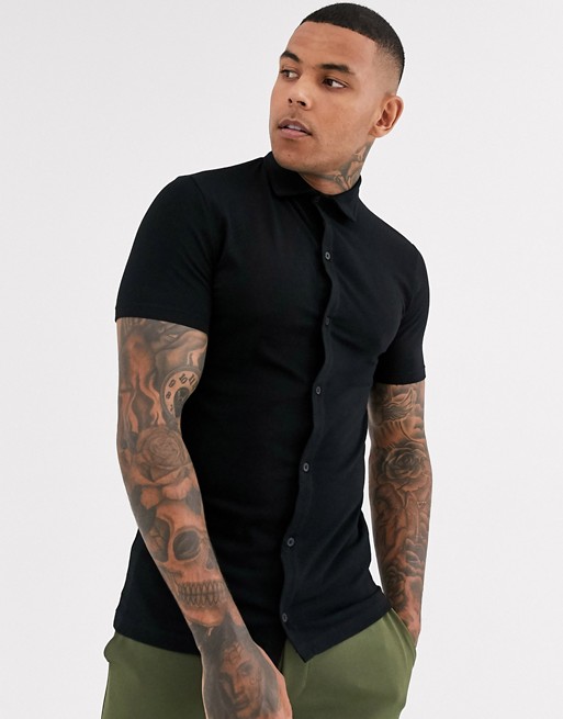 ASOS DESIGN organic muscle fit jersey shirt in black | ASOS