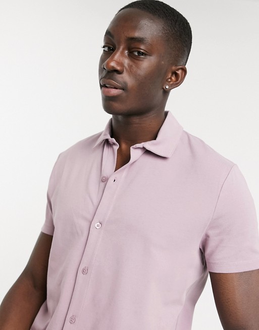 ASOS DESIGN organic muscle fit jersey shirt in purple