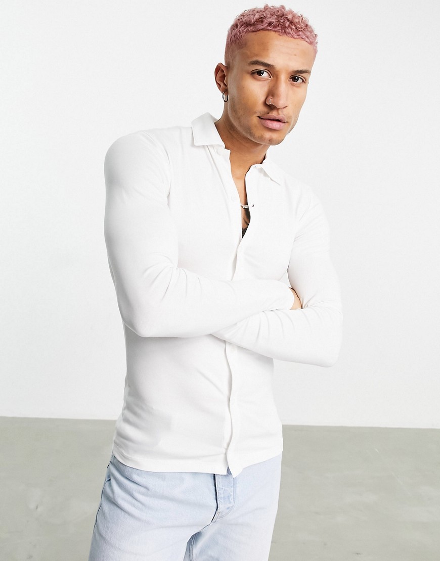 ASOS DESIGN organic muscle fit jersey shirt in white
