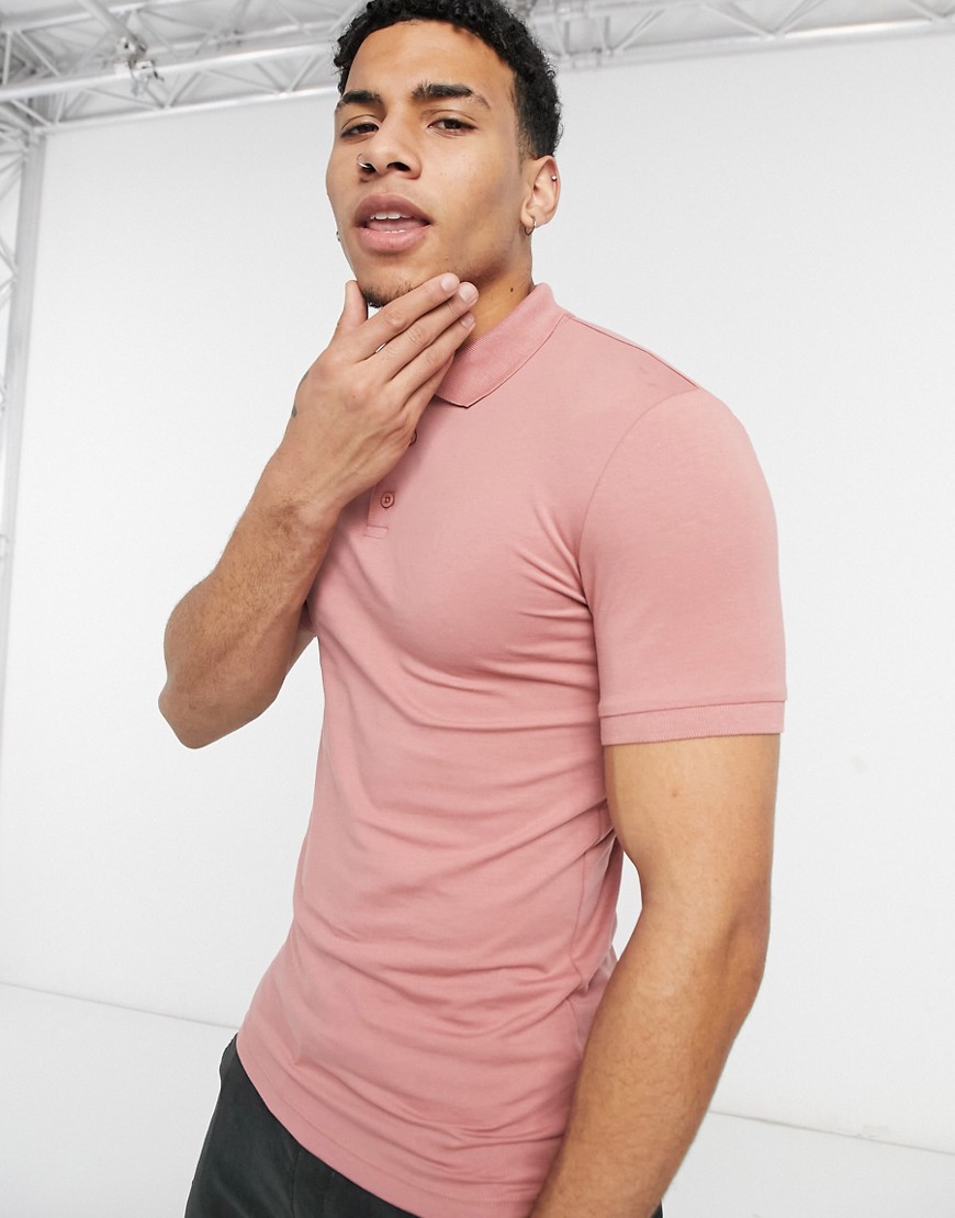 ASOS DESIGN organic muscle fit polo in pink