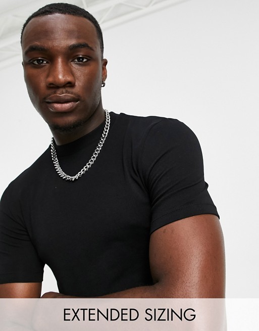 ASOS DESIGN cotton blend muscle fit crew neck t-shirt in black