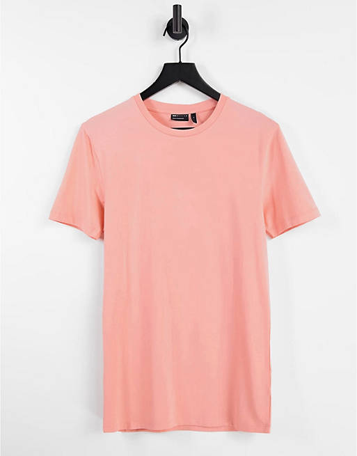 organic muscle fit t-shirt with crew neck in peach 