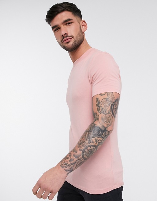 ASOS DESIGN organic muscle fit t-shirt with crew neck in pink