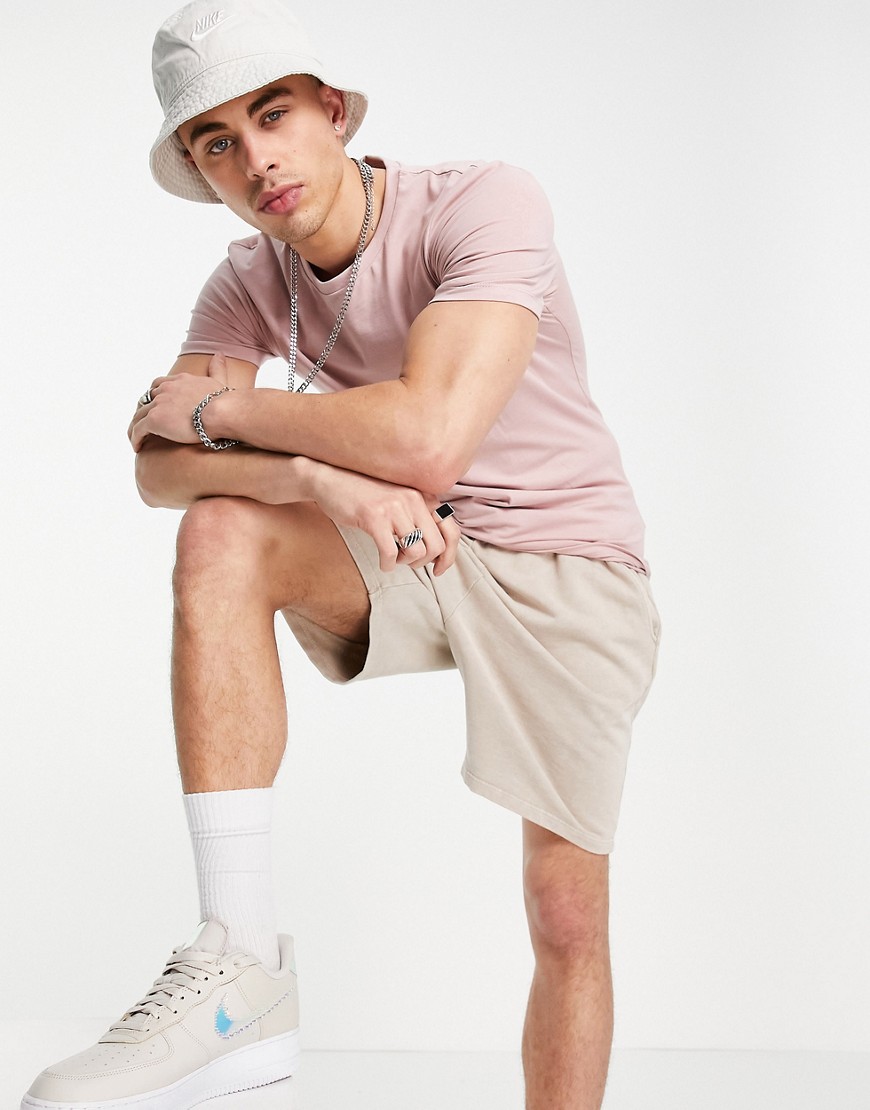 ASOS DESIGN organic muscle fit t-shirt with crew neck in washed pink