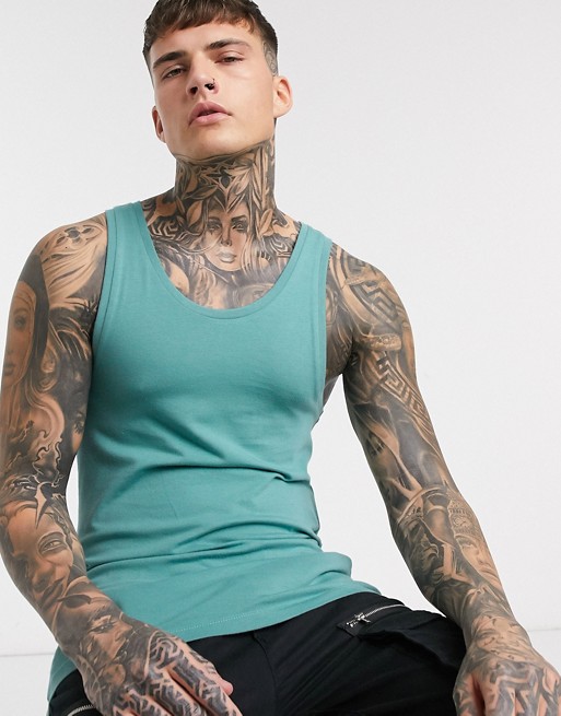 ASOS DESIGN organic muscle fit vest in green