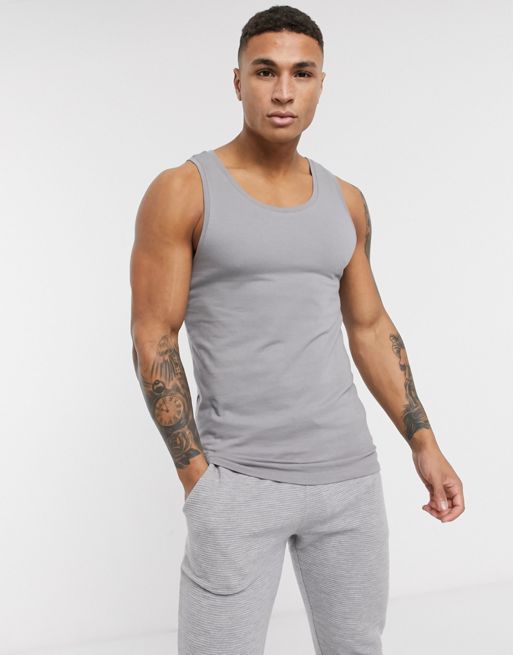 ASOS DESIGN organic muscle fit vest in grey | ASOS