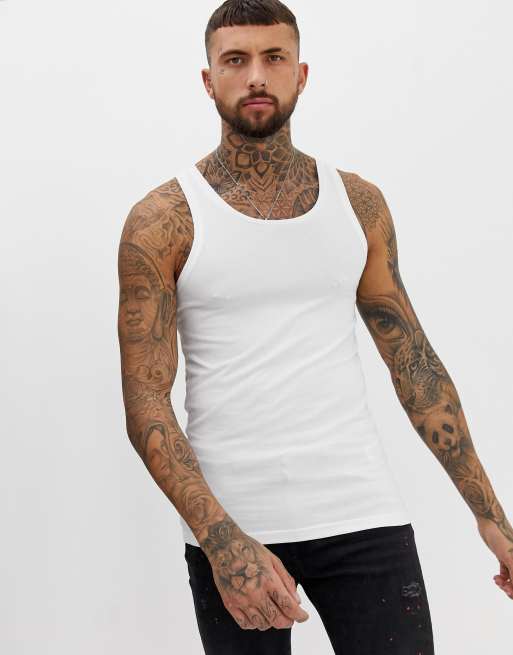 ASOS DESIGN organic muscle fit vest in white ASOS