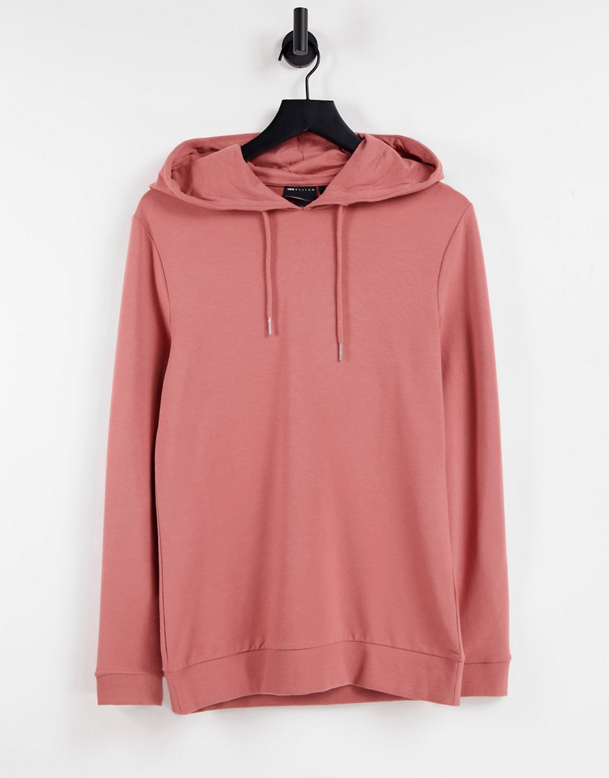 ASOS DESIGN organic muscle hoodie in light brown-Pink