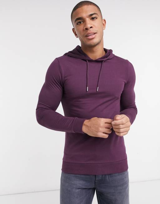 ASOS DESIGN organic muscle hoodie in purple