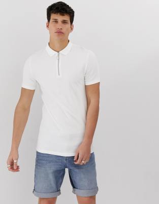 white zip polo