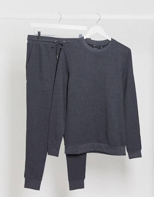 ASOS DESIGN muscle tracksuit in charcoal - GREY