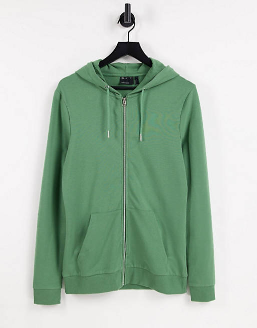 ASOS DESIGN organic muscle zip up hoodie in green