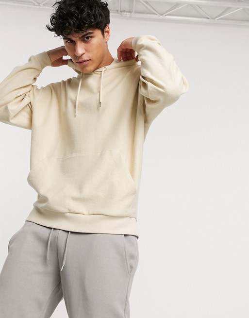 ASOS DESIGN organic oversized hoodie in beige reverse loopback