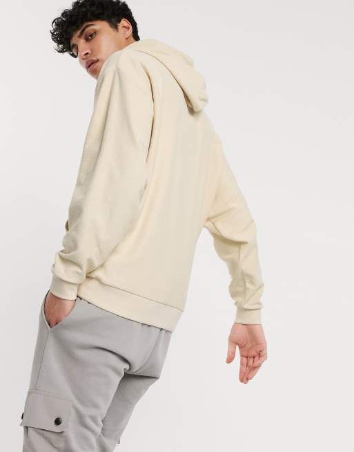 ASOS DESIGN organic oversized hoodie in beige reverse loopback