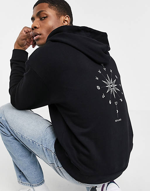 ASOS DESIGN organic oversized hoodie with mystic back print in black