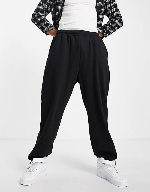  organic oversized joggers in black with toggle hem 