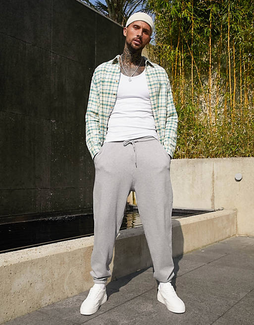 Tracksuits organic oversized joggers in grey marl 