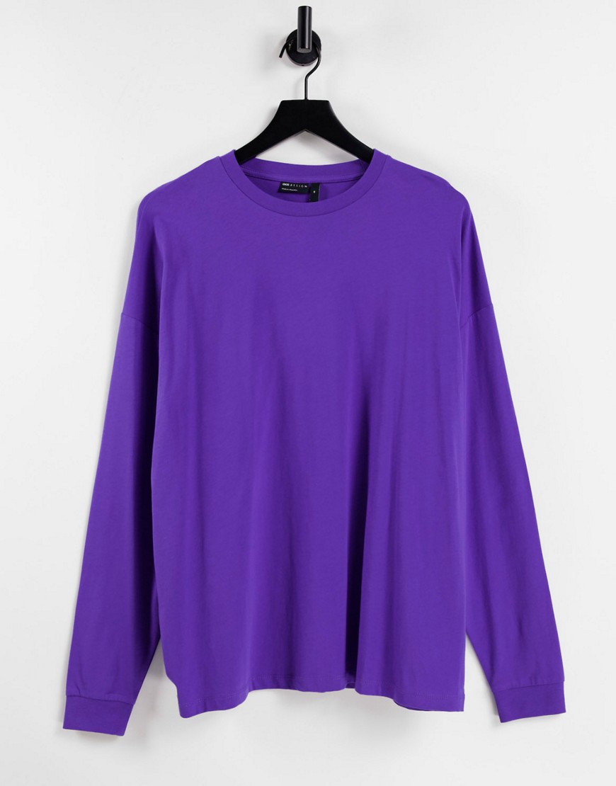 ASOS DESIGN organic oversized long sleeve t-shirt in purple