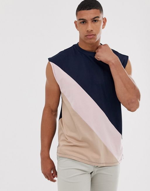 ASOS DESIGN organic oversized sleeveless t-shirt with diagonal