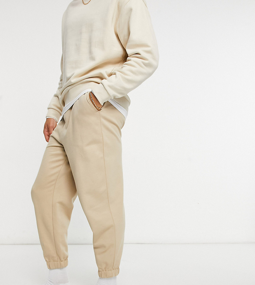 ASOS DESIGN organic oversized sweatpants in beige-Neutral