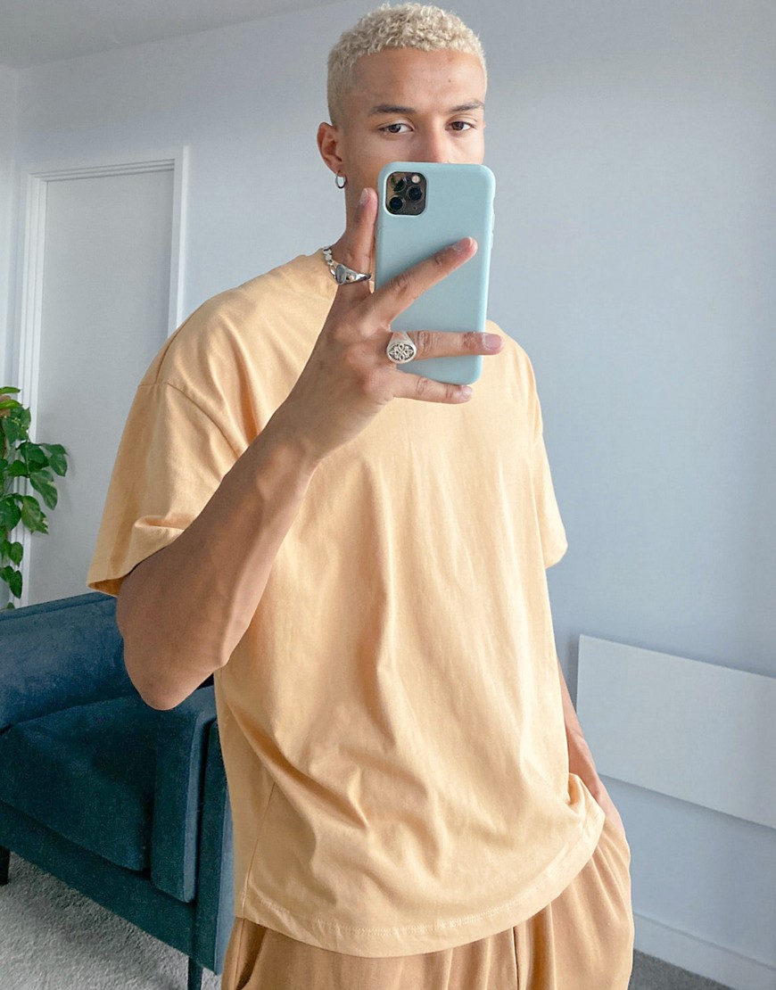 ASOS DESIGN organic oversized t-shirt in beige-Neutral