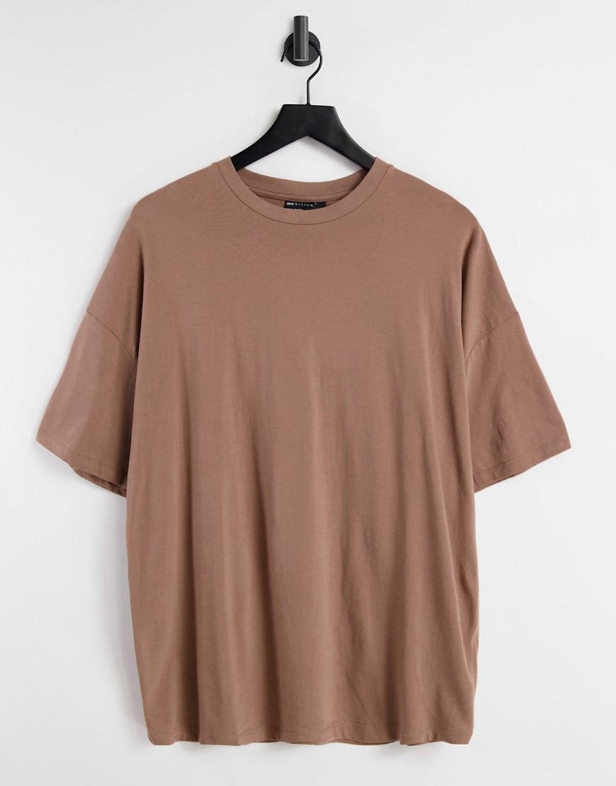 ASOS DESIGN organic oversized t-shirt in brown
