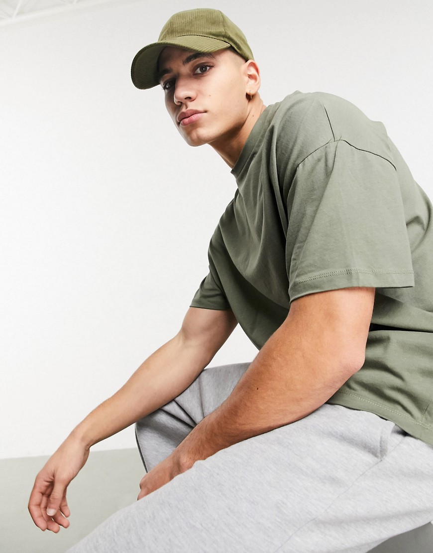 ASOS DESIGN organic oversized t-shirt in washed khaki-Green