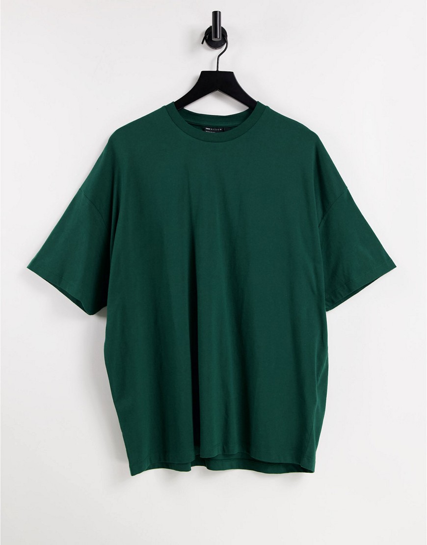ASOS DESIGN organic oversized T-shirt with crew neck in khaki-Green