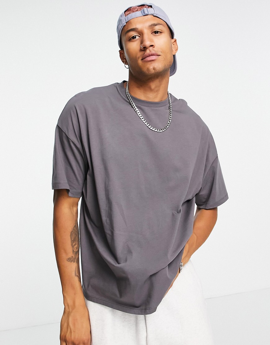 ASOS DESIGN organic oversized t-shirt with crew neck in washed black