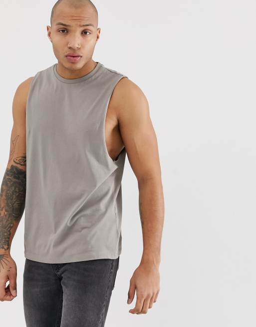 ASOS DESIGN organic relaxed sleeveless tshirt with dropped armhole in